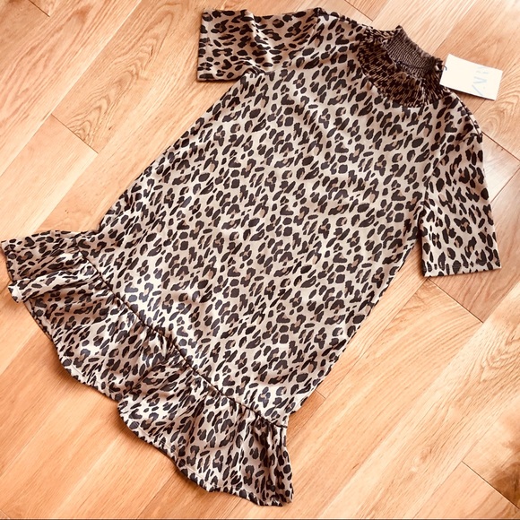 NWT Zara Leopard Print Jacquard Dress - Picture 6 of 8